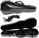 PERLMAN Full Size Carbon Fiber Violin Case – Lightweight Waterproof Fiberglass Case with Hygrometer, Reinforced Handle & Backpack Straps (Black)