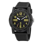 Nautica N83 Men's NAPATS303 Ayia Triada Black Wheat PU Fiber Strap Watch, Black/Black/Black