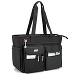 LoDrid Nurse Tote Bag with Bottom Padded Pad, Nurse Bags and Totes for Work, with Separated Storage Laptop Layer (up to 15.6 Inch), with Large Compartment, Black, Bag Only(Patented Design)