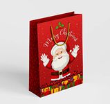 Christmas Gift Paper Bags Santa Claus Theme For Return Gifts Size 23X30X9Cm (Pack Of 10) (A-28Newfba),Red