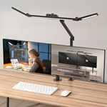 Marbosa Led Desk Lamp for Office Home, Architect Desk Lamp with Clamp, Ultra Bright Auto Dimming Table Light, Stepless Dimming and Tempering Desk Light for Workbench Drafting Reading Study (Black)