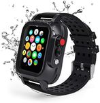 Lanhiem Waterproof Case for Apple Watch Series 5 / Series 4 Rugged Cases with Strap 44mm, IP68 Waterproof Snowproof Dustproof Shockproof Lightweight Cover for iWatch Series 5 / Series 4 44mm(Black)