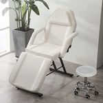 zoyo Beauty Bed with Stool,Fully Adjustable Massage Bed,White Beauty Chair Can Be Used As an Lash Bed, Tattoo Bed, Salon Bed. L185*W82*H65cm