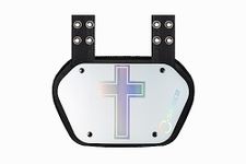 O Shield Holy Cross White Chrome Football Back Plate, Back Plate for Football, Lower Back Pads for Football Players, Rear Protector, Adult Fit