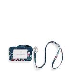 Vera Bradley Women's Cotton Zip Id Case and Lanyard Combo, Rose Toile - Recycled Cotton, One Size