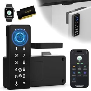 Foxlock RFID Smart Fingerprint Lock - Cabinet Drawer Lock with Key Cards, Digital Electronic Biometric Bluetooth Child Safety Cabinet Code Lock Liquor File Desk Cupboard Kitchen Liquor Drawer