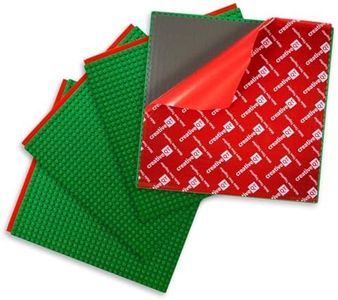 Creative QT MakerBase, Green, 4 Pack, 10”x10” Peel-and-Stick Toy Building Blocks Stackable Baseplates, Bases for Play Tables, Walls, and More, Compatible with All Major Brick Brands