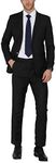 WEEN CHARM Men's Suits Slim Fit 2 Piece Black Tuxedo Two Button Wedding Groom Prom Party Blazer Pants Set