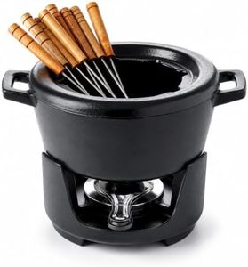 Alva Nori 2 Qt. Premium Enameled Cast Iron Fondue Set for Cheese Chocolate and Meat with 8 Forks, Scratch-Resistant Nonstick Coating, Superior Heat Retention, Elegant Durable Design and Easy to Clean
