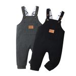 Infant Toddler Baby Boy Overalls Clothes Solid Color Pocket Suspender Jumpsuit Romper Outfit 2 Pack Black 18-24 Months