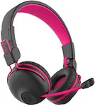 JLab JBuddies Play Gaming Wireless Kids Headset, Pink, 22+ Hour Bluetooth 5 Playtime 60ms Super-Low Latency for Mobile Gameplay, Retractable Boom Mic, AUX Cord Compatible w/Gaming Consoles