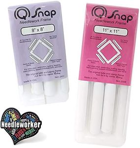 Q-Snap Set: 8 x 8 inch and 11 x 11 inch Frames Plus Decorative Needleworker Sticker