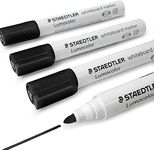 Staedtler Lumocolor Whiteboard Marker Pens 351 - Dry Erase Correction Pen - Bullet Tip - Pack of 4 x Black