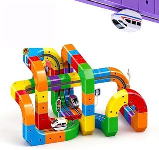 3D Infinity Track with Electric Train Set for Kids, STEM Modular Cube Track Building Toy, Magic Rail Block, Gravity Defying Monorail Trains Tracks,DIY Anti-Gravity Flexible Race Track (Master Set)