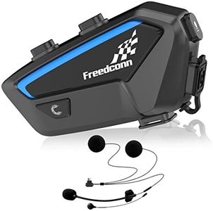 FreedConn FX 10 Riders Motorcycle Bluetooth Headset with Music Sharing, Helmet Bluetooth Intercom with Noise Cancellation/FM Radio/IP67/Ultra-Thin Body, Universal Communication Systems for Motorbike