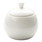 Sizikato Pure White Porcelain Sugar Bowl with Lid, 14 Oz Salt Bowl for Kitchen or Restaurant