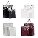 THE TWIDDLERS - 8 Colourful Gift Bags for Christmas with Ribbon Handles for Xmas, Birthday Party Present, All Occasions - Assorted Colours & Sizes - 18cm x 23cm & 32cm x 26 cm, Present Bags