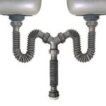 OPERMAXER Flexible P Trap Kit Fits for 1 1/2" or 1 1/4" Double Bowl Sink Drain, Flexible Drain Pipe with Connectors/Adapter, Adjustable P Trap for Kitchen, Bathroom, Restroom