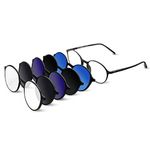 ZHENGDA Magnetic Sunglasses Clip on Round for Men & Women UV400 Polarized Aviator Sunglasses Anti-Glare 5 Pcs Lens