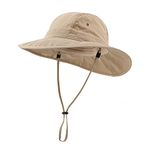 Home Prefer UPF 50+ Mens Sun Hat Wide Brim Sun Protection Hat Summer Bucket Hat for Fishing Hiking Khaki