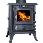 HEATSURE Woodburning Multifuel Stove Cast Iron Log Wood Burner Fireplace Heating Glass View Airwash System Heat Warm Indoor 4.5KW Defra Approved Eco Design