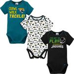 NFL Jacksonville Jaguars Unisex-Baby 3-Pack Short Sleeve Bodysuits, Black, 3-6 Months