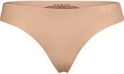 Under Armour Women's 3-Pack Pure Stretch No Show Thong Underwear, All-Day Comfort & Ultra-Soft Fit, Nude, Large