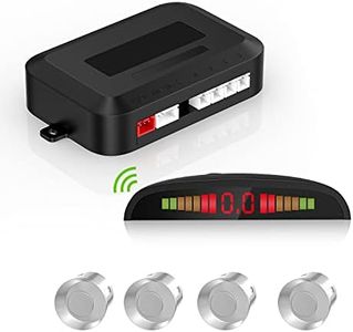 Radar De Recul Voiture sans Fil, Système De Radar Inversé avec 4 Radars De Recul, Affichage De Distance à LED sans Fil avec Avertissement Sonore + 4 Argent Car Capteur De Recul for Auto Vans RV