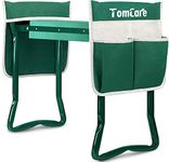 TomCare Upgraded Garden Kneeler Seat Widen Soft Kneeling Pad Garden Tools Stools Garden Bench with 2 Large Tool Pouches Outdoor Foldable Sturdy Gardening Tools for Gardeners, Green