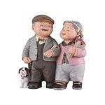 WINOMO Elderly Couple Figurines Resin Old Married Couple Statues Wedding Anniversary Loving Couple Sculptures Cake Toppers