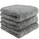 HIDMD Microfibre Car Drying Towels Large Cleaning Cloths 40CM x 60CM Auto Detailing Super Absorbent Plush Thick 380GSM 3 Pack Grey