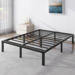 14 Inch Metal Platform Queen Size Bed Frame No Box Spring Needed Heavy Duty Steel Slat Bed Frame Underbed Storage,Black (Queen (U.S. Standard))