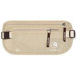 Travel Money Belt for Men and Women - Concealed Travel Wallet & Passport Holder with RFID Blocking (Biege)