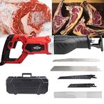 Bone Saw Butcher 900W/1300W Meat Saw, Multifunction Reciprocating Saw for Cutting Frozen Food, Wood, Metal, Plastic, Electric Meat Slicer with 4 Saw Blades(Color:Red,Size:1300W)