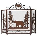 BestGiftEver 3-Panel Fireplace Screen Decorative with Bear Alone in The Forest - Stand Alone Fireplace Cover Metal Mesh Screen - Home Decorative Firescreen for Cabin, Wildlife, and Woodland Theme