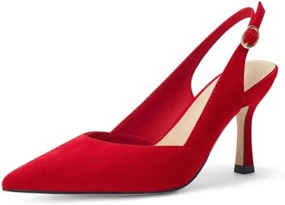 Rilista Women's Slingback Kitten Heels Closed Pointed Toe Wedding Party Dress Pumps Shoes, Dark Red, Size 11