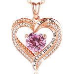 EUDORA Heart Women Necklace 925 Sterling Silver October Birthstone Pendant Rose Gold Necklaces for Mama Daughter, I Love You to the Moon and Back Jewelry Birthday Gift for Women Mother Wife Her