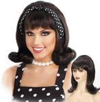 Daiaces Dark Brown Beehive Wig Women 50s 60s 70s Wig with Bang Retro Bouffant Wigs Drag Queen Wigs