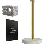 Paper Towel Holder Countertop, Standing Paper Towel Roll Holder for Kitchen Bathroom, with Weighted Marble Base for One-Handed Operation (Gold), Gold Paper Towel Holder, Marble Paper Towel Holder