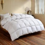 LEYCAY Luxury Goose Feather Down Duvet Queen Size,Fluffy All Season Duvet Insert, Down Proof 100% Cotton Fabric Premium Hotel Collection Down Comforter with 8 Corner Tabs(White,90x90 Inches)