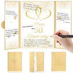Engrowtic 50th Anniversary Decorations Gold Wedding Anniversary Guest Book with Pen 50 Years Marriage Anniversary Signature Board Happy 50th Anniversary Party Registry Card for Men Women Couple