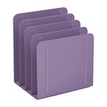 Acrimet Desk Metal File Sorter Organizer, 4 Sections, Office and Home File Management Solution (Purple Color)