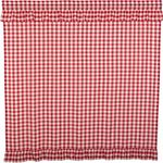 VHC Brands Annie Buffalo Check Cotton Farmhouse Bath Rod Pocket Button Holes Hooks Shower Curtain, Red Country