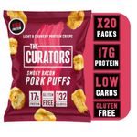 THE CURATORS High Protein Pork Puffs, Smoky Bacon, 25g (20 Packs) 18g Protein Low Carb Keto Gluten Free Savoury Snack