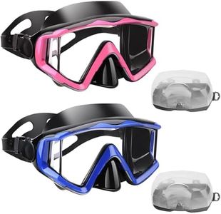 Diving mask Anti-Fog Swimming Snorkel mask Suitable for Adults Scuba Dive Swim Snorkeling Goggles Masks (Blue+Pink（2 Pack）, Adult)