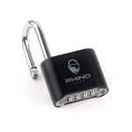 Rhino Lock Secure Lock - Black 4 Digit Combination Padlock for Gym, School & Work Lockers; Coded and Suitable for Outdoor Use with Fences, Hasps, Sheds & Toolboxes (UK Brand)