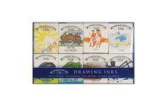 Winsor & Newton, Drawing Inks, Wiliam Collection Ink Pack, 8 x 14 ml Ink Bottles , Purple/Yellow