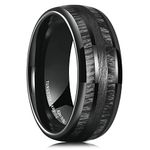 King Will Mens 8mm Black Tungsten Carbide Rings Wood Wedding Band Domed Wood Wenge Inlay High Polish Wedding Band Ring For Men 10.5