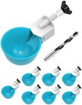 Psarnuk Chicken Waterer Cups (8 Pack/Light Blue) - DIY Automatic Large Chicken Water Feeder for Ducks,Chicks, Turkeys, Quail, Bunny, Bird and Other Various Poultry Dispenser with Matching Drill