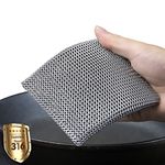 ERGONOW Cast Iron Cleaner Chainmail Scrubber,Fine Ring- 316 Stainless Steel Scrubbing Sponge Skillet, Dish Scrubber - Built-in Silicone with Welded Rings, for Cast Iron Pots, BBQ, Dishes